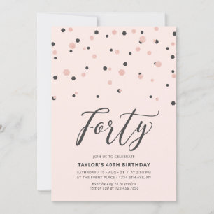 Invitation Fête d'anniversaire simple rose gold pour quarante