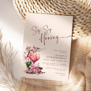 Invitation Fête d'anniversaire Sip Sip Hooray Bohème Mauve
