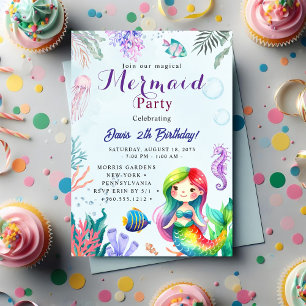 Invitation Fête d'anniversaire sirène