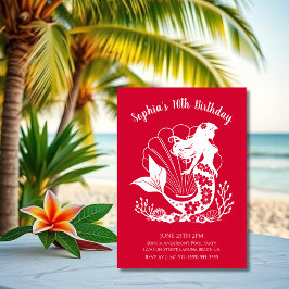 Invitation Fête d'anniversaire-Sirène Hawaïenne