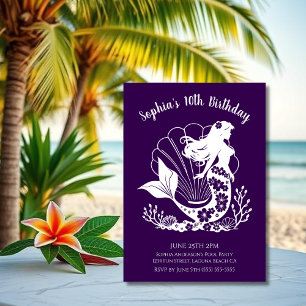 Invitation Fête d'anniversaire - Sirène Hawaïenne