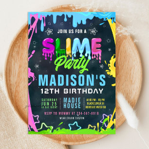 Invitation Fête d'anniversaire Slime Editable