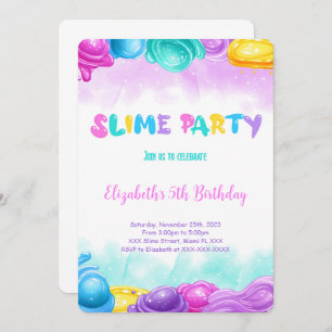 Invitation Fête d'anniversaire Slime modifiable