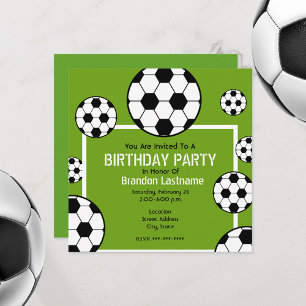 Invitation Fête d'anniversaire - Soccer Field & Soccer Balls