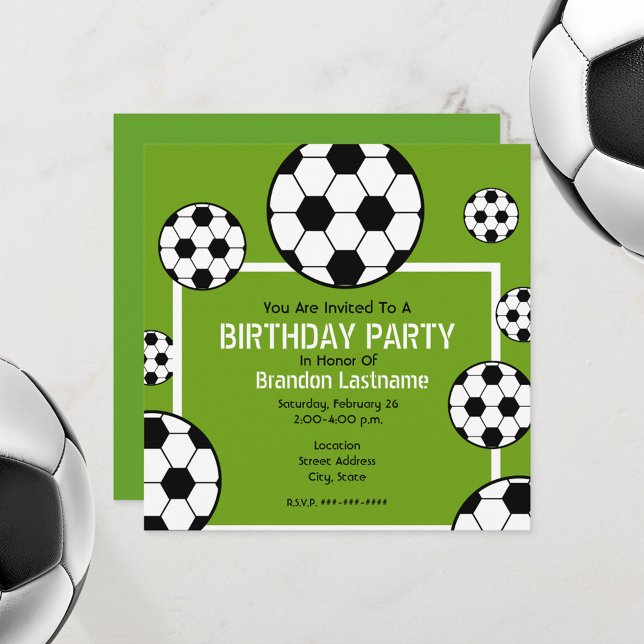 Invitation Fête d'anniversaire - Soccer Field & Soccer Balls (Créateur téléchargé)