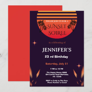 Invitation Fête d'anniversaire Soirée Couchée Tropical Beach