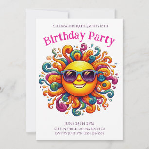 Invitation Fête d'anniversaire - Sourires ensoleillés