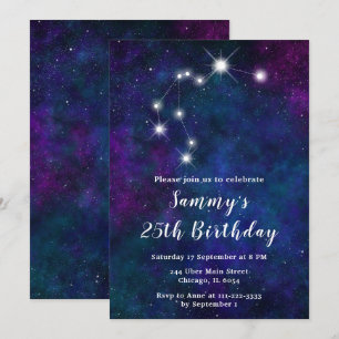 Invitation Fête d'anniversaire sous la constellation du zodia