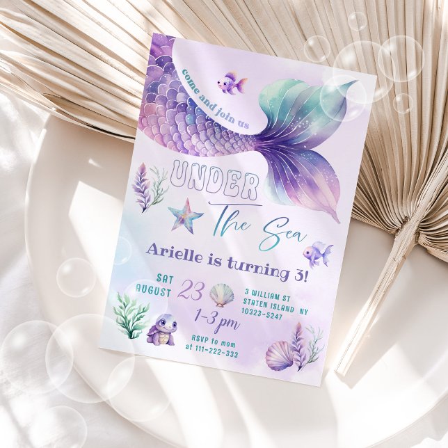 Invitation Fête d'anniversaire sous la mer (Créateur téléchargé)