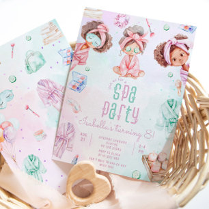 Invitation Fête d'anniversaire Spa pour fille Noire de Queens