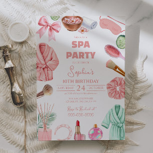 Invitation Fête d'anniversaire Spa pour filles, Fête de Spa A