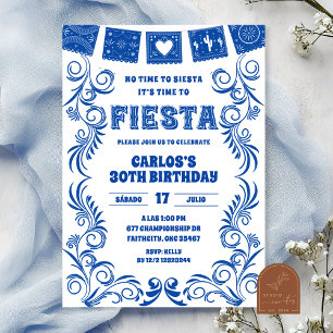 Invitation Fête d'anniversaire Spanish Blue Talavera