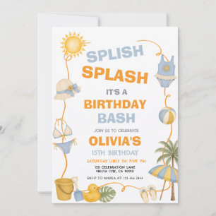 Invitation Fête d'anniversaire Splash Bash Fête d'été