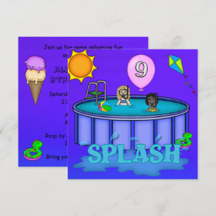 Invitation Fête d'anniversaire "Splash" pour 9 ans