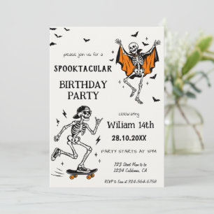Invitation Fête d'anniversaire squelette Halloween effrayant