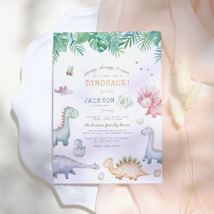 Invitation Fête d'anniversaire Stomp, Chomp & Roar Dinosaur B