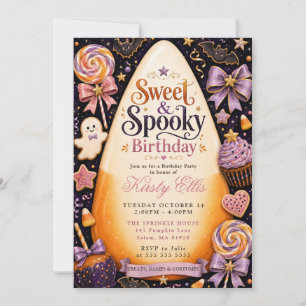 Invitation Fête d'anniversaire sucrée et effrayante