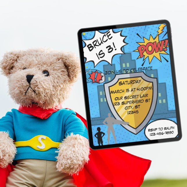 Invitation Fête d'anniversaire Superhero (Créateur téléchargé)