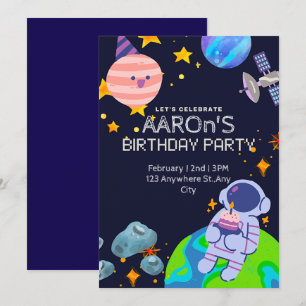 Invitation Fête d'anniversaire sur le thème de l'espace 