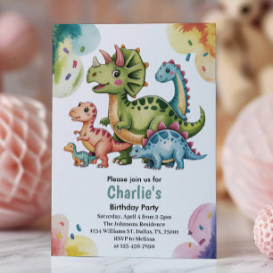 Invitation Fête d'anniversaire sur le thème des dinosaures po