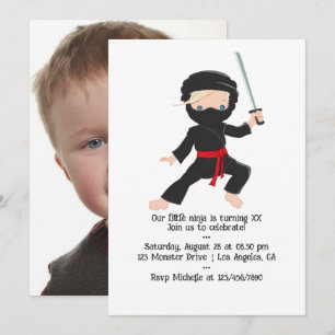Invitation Fête d'anniversaire sur le thème des ninjas