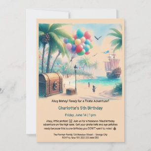 Invitation Fête d'anniversaire sur le thème des pirates