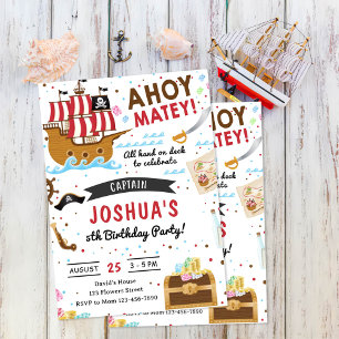 Invitation Fête d'anniversaire sur le thème des pirates