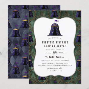 Invitation Fête d'anniversaire sur le thème du cirque vintage