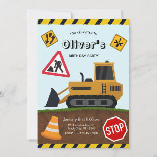 Invitation Fête d'anniversaire sur un chantier de constructio