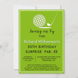 Invitation Fête d'anniversaire surprise 50 ans thème golf hom