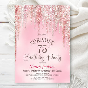 Invitation Fête d'anniversaire surprise 75 ans avec paillette