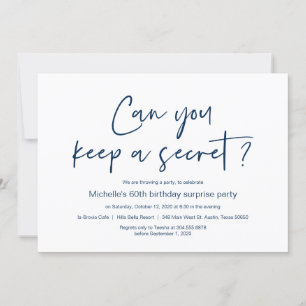 Invitation Fête d'anniversaire surprise, bleu marine