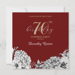 Invitation Fête d'anniversaire surprise élégante à motif flor