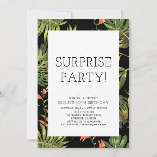 Invitation Fête d'anniversaire surprise moderne tropical pour