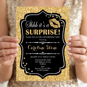Invitation Fête d'anniversaire surprise - Or noir