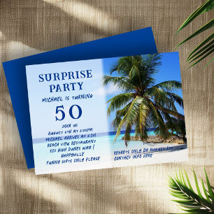 Invitation Fête d'anniversaire surprise pour adulte au palmie