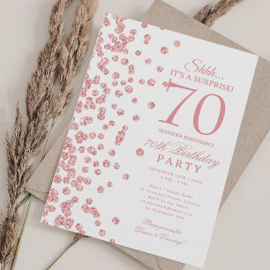 Invitation Fête d'anniversaire surprise Rose Gold Glitter 70
