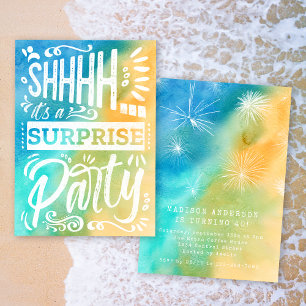 Invitation Fête d'anniversaire surprise sur la plage océaniqu