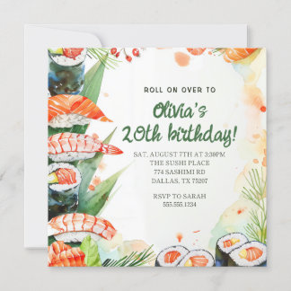 Invitation Fête d'anniversaire Sushi