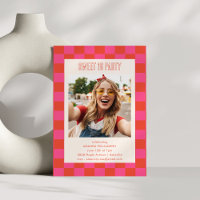 Fête d'anniversaire Sweet 16 à carreaux rose rouge