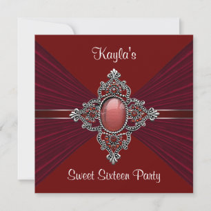 Invitation Fête d'anniversaire Sweet 16 au velours rouge