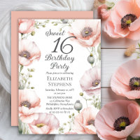 Fête d'anniversaire Sweet 16 aux coquelicots rose