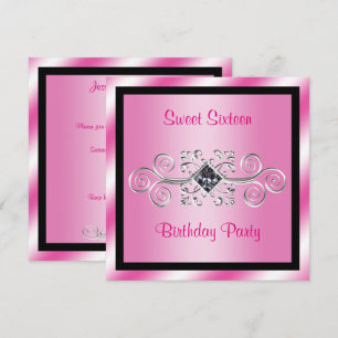 Invitation Fête d'anniversaire Sweet 16 avec des tourbillons