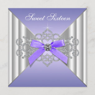 Invitation Fête d'anniversaire Sweet 16 Diamants Lavande