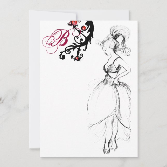 Invitation FÊTE D'ANNIVERSAIRE SWEET 16 MONOGRAMME Spirales R (Devant)