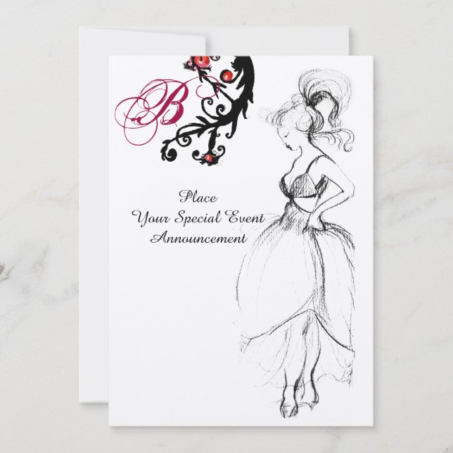 Invitation FÊTE D'ANNIVERSAIRE SWEET 16 MONOGRAMME Tourbillon (Devant)