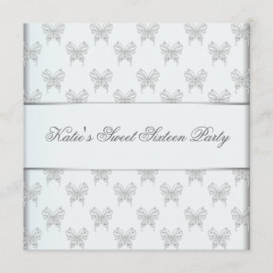 Invitation Fête d'anniversaire Sweet 16 Papillon Blanc