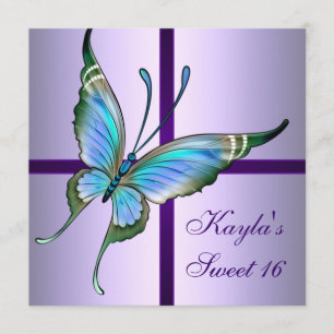 Invitation Fête d'anniversaire Sweet 16 Papillon sarcelle Vio