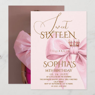 Invitation Fête d'anniversaire Sweet 16 Rose Glam Moderne