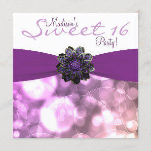 Invitation Fête d'anniversaire Sweet 16 Violet